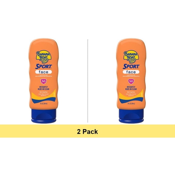 Banana Boat Sport Sunscreen Lotion for Face SPF 50, 3 fl oz - 2 Pack