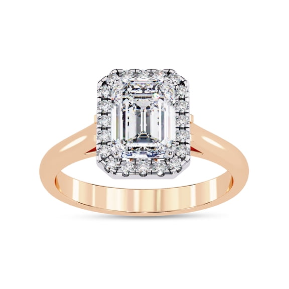 IGI Certified Lab Grown Diamond Engagement Ring | Center 8.5x6.5mm Radiant Floral Halo Solitaire Anniversary Wedding Rings For Women 18K Solid Rose Gold | F-G, VS-SI Quality (2.75 Ctw) Size-7