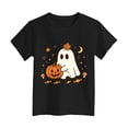 thumbnail image 5 of Girls Short Sleeve Halloween Shirts Cute Pumpkin Printed Soft Cotton Lightweight Pullover T- Shirts Black 2-3 Years, 5 of 6