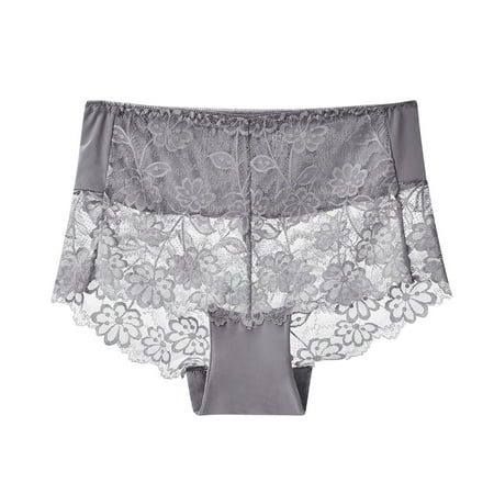 uublik Women s Panties Seamless Boxer Briefs Full Coverage Soft Stretch Boxer Shorts Lace Underwear for Women Gray