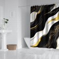 thumbnail image 2 of Black and Gold Marble Layered Waves Pattern Shower Curtain 72"x84" ,Bathroom Decorative Shower Curtains Set with 12 Hooks,Modern Waterproof Washable Shower Curtain, 2 of 5