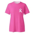 thumbnail image 4 of Breast Cancer Awareness Shirts Women Pink Ribbon T-Shirts Cancer Fighter Heart Graphic Tee Short Sleeve Pink Ribbons Tee Tops (Hot Pink,M, 4 of 4