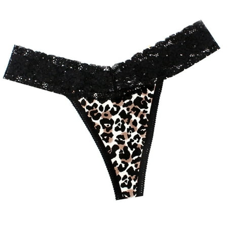 CYMMPU Strechy Breathable Low Waist Lace Leopard Hipster Comfort Ladies Underwear Sexy G-String Thongs Knickers for Women