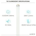 thumbnail image 4 of Luxrite F32T8/835 32W 48 Inch T8 Fluorescent Tube Light Bulb, 3500K Natural White, 2800 Lumens, G13 Medium Bi-Pin Base, LR20740, 12-Pack, 4 of 4