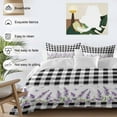 thumbnail image 3 of Queen 4 Piece Bedding Set Rustic Purple Flower Butterfly Soft Breathable Duvet Cover and Pillowcase,Pastoral Black White Plaid Duvet Cover Set Washable Bed Sheets for Bedroom Dormitory Guest Room, 3 of 9