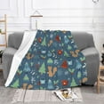 thumbnail image 4 of XMXT Throw Blanket, Christmas Squirrel Blue Doodle Machine Washable Blankets for Sofa, 60 x 50 inches, 4 of 9