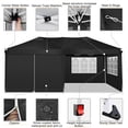 thumbnail image 3 of COBIZI Canopy 10x20 Pop Up Canopy Tent with 6 Sidewalls, Waterproof Outdoor Event Shelter Gazebo Sun Shade Portable 10x20 Tents for Parties Beach Camping Commercial Instant Canopy (Black, 10'x20'), 3 of 9