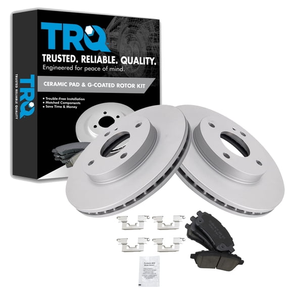 TRQ Front Disc Brake Coated Rotor & Posi Ceramic Pad Kit for Ford Fiesta BKA24512 Fits select: 2014-2018 FORD FIESTA SE