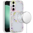 thumbnail image 2 of For Samsung s23 FE 5G [Magnetic Circle] Double Layer Design IMD TPU Case - Yellow/Purple Floral, 2 of 3