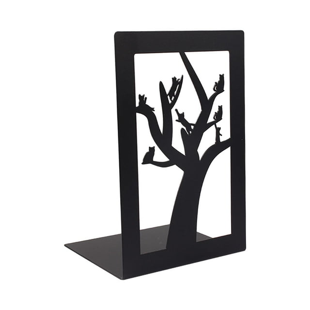 Sujetalibros decorativos, organizador de decoración de soporte de libros, extremos de libros de metal, soporte para libros, estantes, , Gatos en el árbol