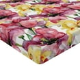 thumbnail image 4 of Ambesonne Flowers Fitted Sheet, Watercolor Tulip and Irises, Queen Size, Dried Rose Mustard, 4 of 5