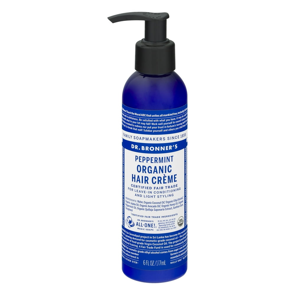 Dr. Bronner's Organic Hair Creme Peppermint, 6.0 FL OZ