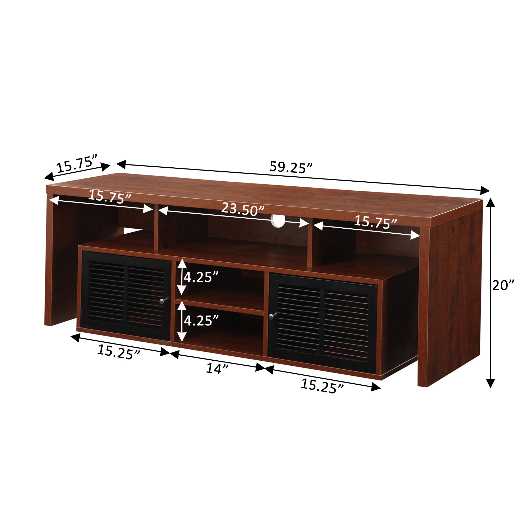 Convenience Concepts Lexington 65 inch TV Stand with Storage Cabinets and Shelves, Cherry - image 4 of 4