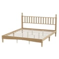thumbnail image 6 of Aukfa King Size Bed Frame with Gourd Shaped Headboard, Wood Platform Bed, Oak, 6 of 8