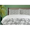 thumbnail image 4 of Ambesonne Floral Duvet Cover Sets, Leaves Swirls and Dots, 2-Queen, Grey White, 4 of 7