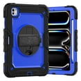 thumbnail image 5 of SaniMore for iPad Air 11 2024 Case, 3 Layers Multi-Functional Cover with Pencil Holder Shoulder & Hand Strap 360° Rotatable Kickstand ShockAirof Airtective Shell, Blue+Black, 5 of 11