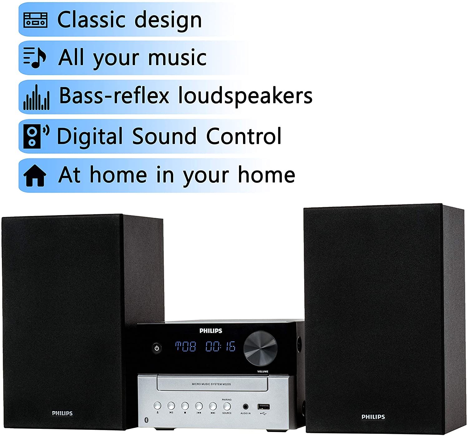 Philips Stereo System with FM Radio, Bluetooth Micro Music System TAM3205/37 - image 3 of 7