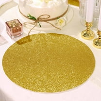 Efavormart 6 Pack Non-Slip Table Placemats, Round Faux Leather Placemats With Glitter - Gold for Wedding, Banquet, Party, Kitchen, Dining, Conference Tables Decor, Centerpieces