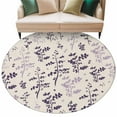 thumbnail image 2 of Purple Pink Botanical 6ft Round Rugs, Rustic Country Spring Floral Summer Leaf Non-Slip Area Rugs for Living Room Bedroom Kitchen, Low Pile Dining Room Kicthen Circle Carpet, Indoor Floor Rug, 2 of 9