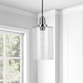 thumbnail image 2 of Henn&Hart 7" Polished Nickel Metal/Glass Pendant, 2 of 6