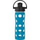 thumbnail image 1 of Lifefactory Botella de agua de vidrio de 16 onzas con tapa abatible activa y funda protectora de silicona Teal Lake, 1 of 5