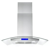 Tieasy 36 inch Island Mount Range Hood 900CFM 4 LED Lights with Glass LCD Touch Control