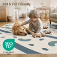 thumbnail image 4 of ODIKA 4'x6' Blue Teal Abstract Geometric Pattern Washable Area Rug Modern Spa-Inspired Curved Stain Resistant, Low Pile, Easy Care for Dorm Room, Small Living, 4 of 7