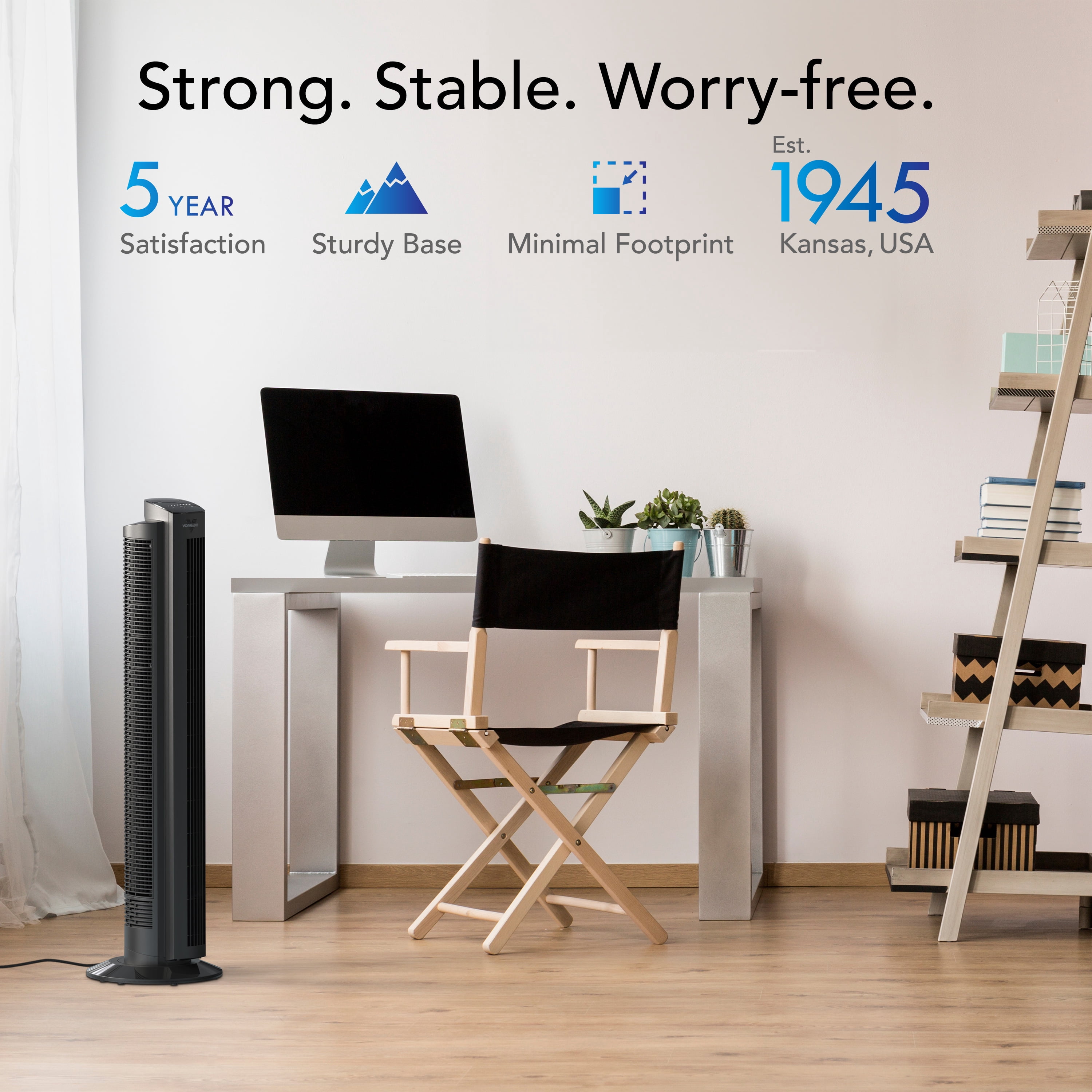 Vornado OZI42 42" Whole Room Tower Fan, Powerful Air Circulation, Space-Saving Design, Quiet Operation, 5 Speed Settings, 1-8 Hour Timer, 70-Degree Oscillation, Remote Control, Black