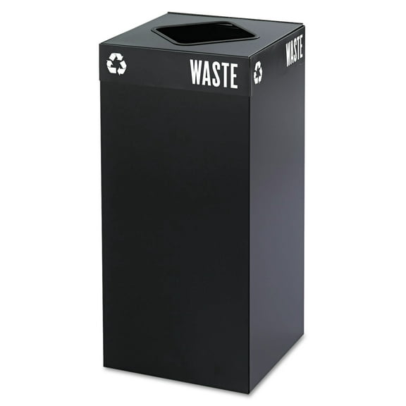 Safco Public Square Trash Container, Square, Steel, 31gal, Black -SAF2982BL