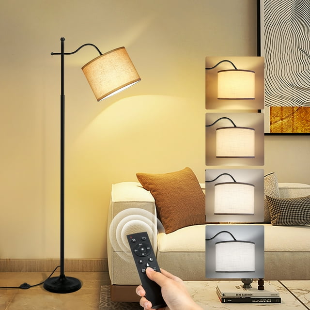 OUTON Arc Floor Lamp with Remote, 67" Retro Standing Lamp with 4 Color Temperatures, Metal Tall Lamps for Living Room Bedroom, 9W Bulb Included