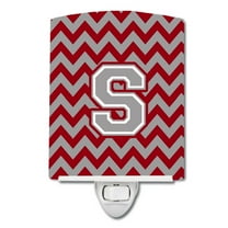 Caroline's Treasures CJ1043-SCNL Letter S Chevron Crimson and Grey Ceramic Night Light, 6x4x3", multicolor