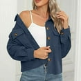 thumbnail image 5 of Meresysid Women's Winter Casual Jackets Long Sleeve Fashion Cropped Shackets Corduroy Crop Jackets Tops Shirts Trendy 2024 Blue, 5 of 8