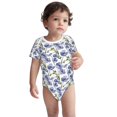 thumbnail image 3 of Daiia Blue Flax Flowers Printed Unisex-Baby Short Sleeve Onesies Bodysuits Baby Climbing Clothes Soft and Comfortable Romper with Expandable Shoulder Design-2 Years, 3 of 8