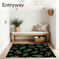 thumbnail image 3 of ODIKA 2'x3' Machine Washable Non-Slip Area Rug, Nordic Winter Forest with Evergreen Branch Motifs and Berry Clusters High Traffic Rug with Pad, Black, 623595, 3 of 8