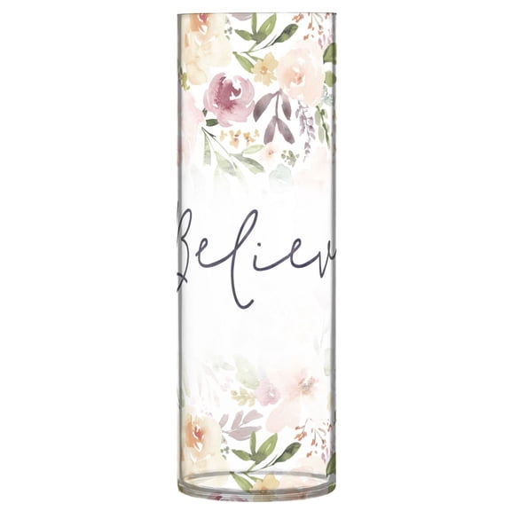 JSTEL Have Faith Believe Christian Rose Flowers Flower Vase Decorative Floreros for Home Decor Bedroom Living Room Office Table Shelf Bathroom
