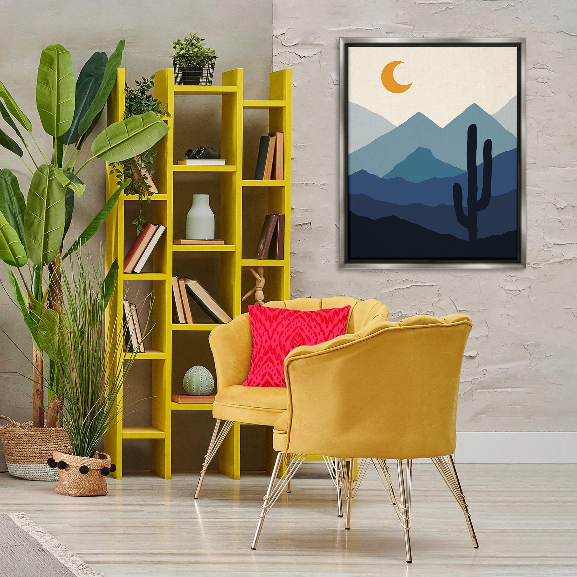 Stupell Industries Night in the Desert Abstract Painting Gray Floater Framed Canvas Art Print Wall Art, 25 x 31