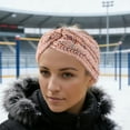 thumbnail image 2 of Unique Bargains 1 Pc Women's Warm Headband Cable Winter Ear Warmer Knit Cross Head Wraps Pink Colorful, 2 of 5