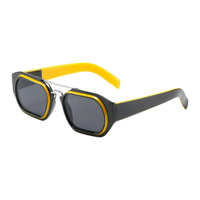 Lunettes de Soleil Rétro Gothiques Carrées Steampunk pour Hommes et Femmes, Lunettes Rondes Polarisées Rétro, Lunettes Punk, Lunettes Latérales, Lunettes Gothiques Noir Jaune