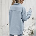 thumbnail image 4 of Defitshape Women's Fashion Shacket Coat Shackets Shirt Tops Button Down Jackets Outerwear Comfy Fall Blue Medium, 4 of 4