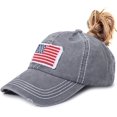 thumbnail image 1 of FrostHike Women Washed Cotton High Ponytail Baseball Cap, 1 of 4
