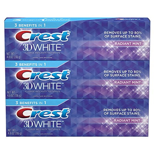 crest 3d white whitening toothpaste radiant mint 3.0 oz