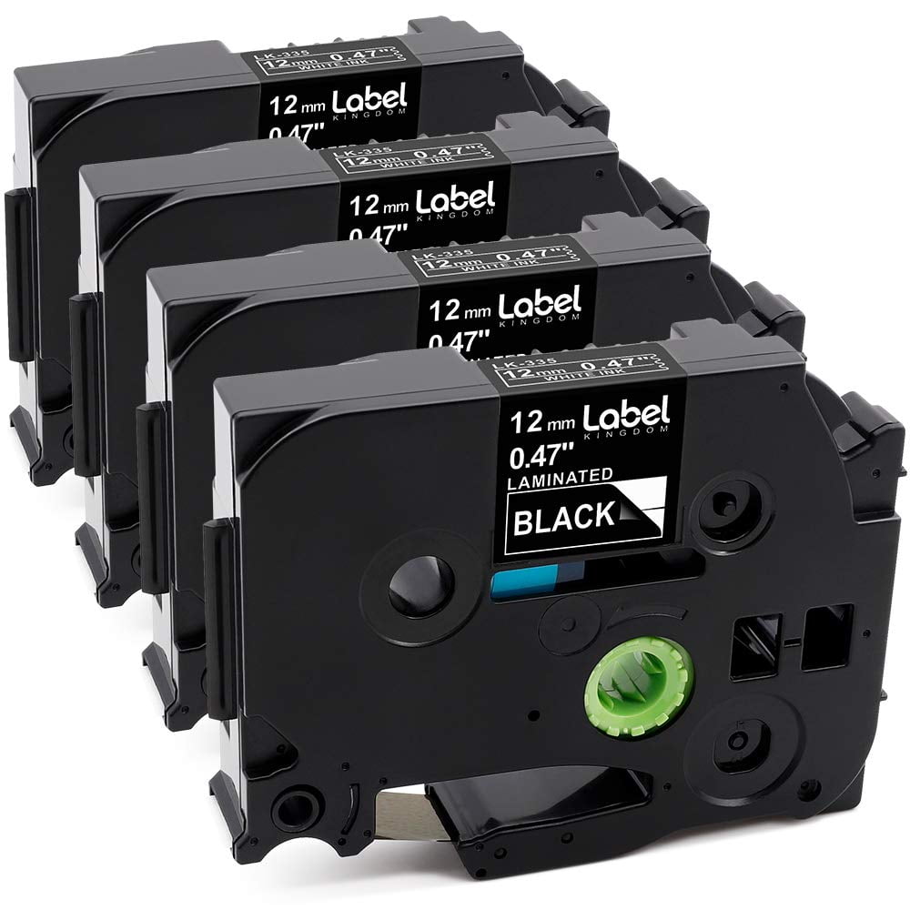 Label KINGDOM Replacement for Brother P-Touch TZe-335 Label Tape White on Black, 12mm 0.47 Inch Laminated Tape Compatible with P Touch PT-H110 PT-D210 PT-D400 PT-P700 Labeler