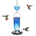 thumbnail image 3 of Kingsyard Glass Hummingbird Feeder for Outdoor Garden Hanging, 24 Ounces, Ant Moat Included, Blue, 3 of 9