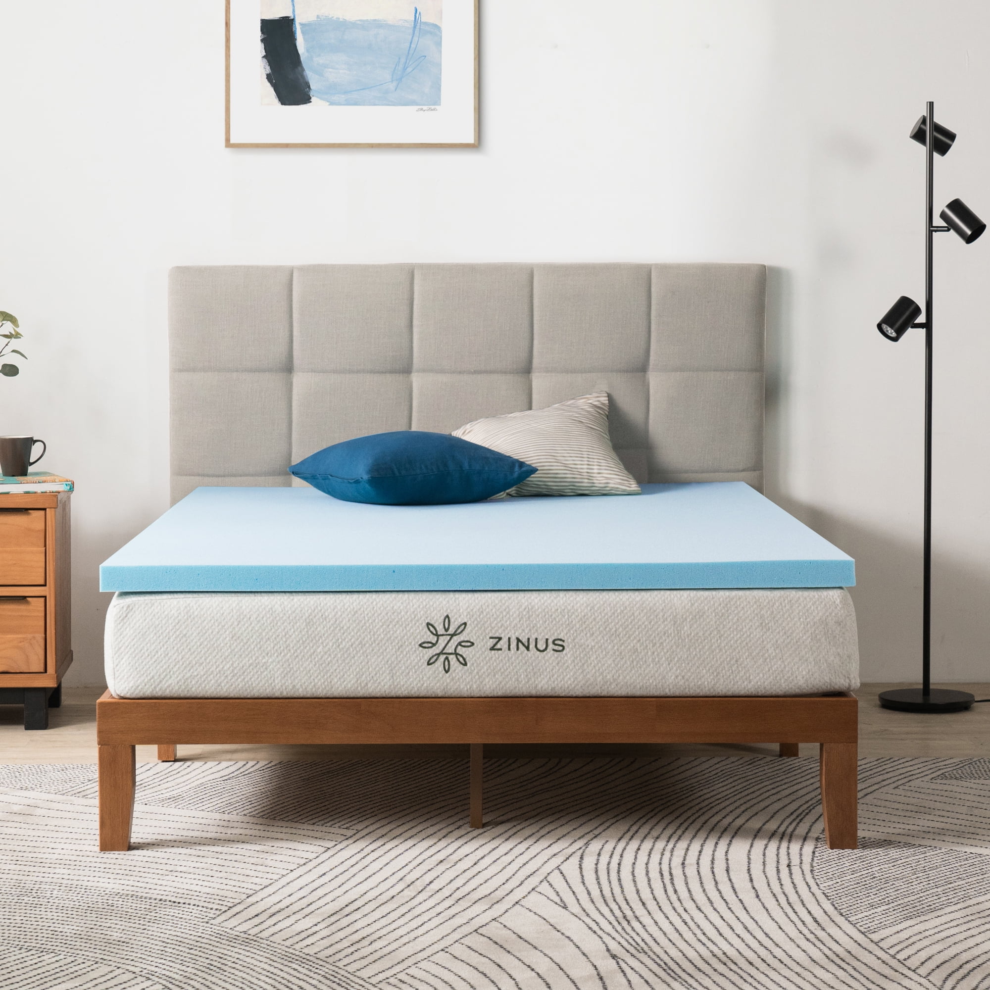 Zinus 2" Green Tea Cooling Gel Memory Foam Mattress Topper, Twin-XL