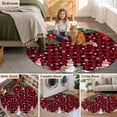 thumbnail image 5 of Round Area Rugs Collection 3 Ft, Christmas Snowman Non-Slip Residential Carpet, Buffalo Plaid Xmas Tree Branch Snowflakes Indoor Crawling Mats Doormat Runner Rugs Play Mat for Bedroom, 5 of 8