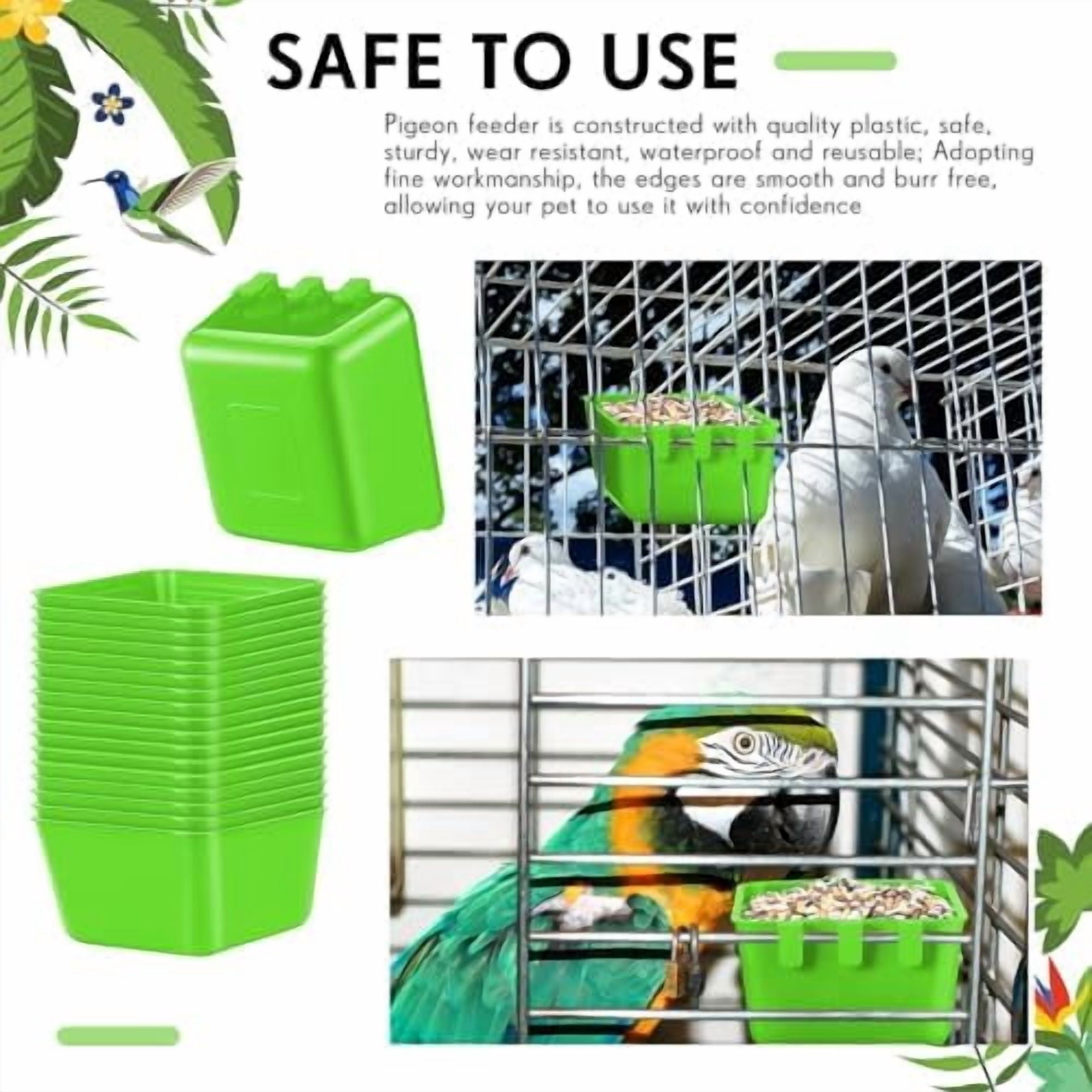 20 Pcs Chicken Water Feeder Cups 16 oz Pigeon Bird Feeder Cups Hanging Cage Chicken Water Cup for Pet Parrot Rooster Parakeet Bunny Gamefowl Poultry Wire Hutch(Green)