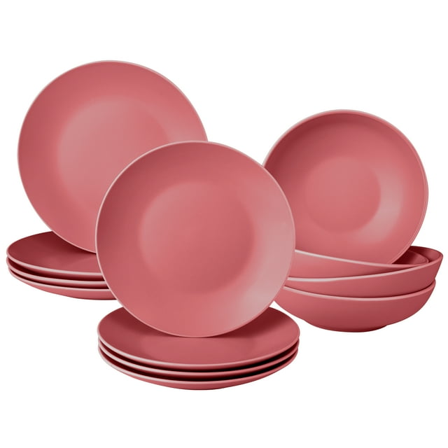 Vajilla Vascella Rosa Mate para 4 personas 12 piezas