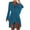 Sky Blue, variant on Women's Summer Trumpet Long Sleeve Deep V Neck Hollow Out Knitted Cover Up Beach Dress Swimwear Tie Waist Hi-Lo Dress
