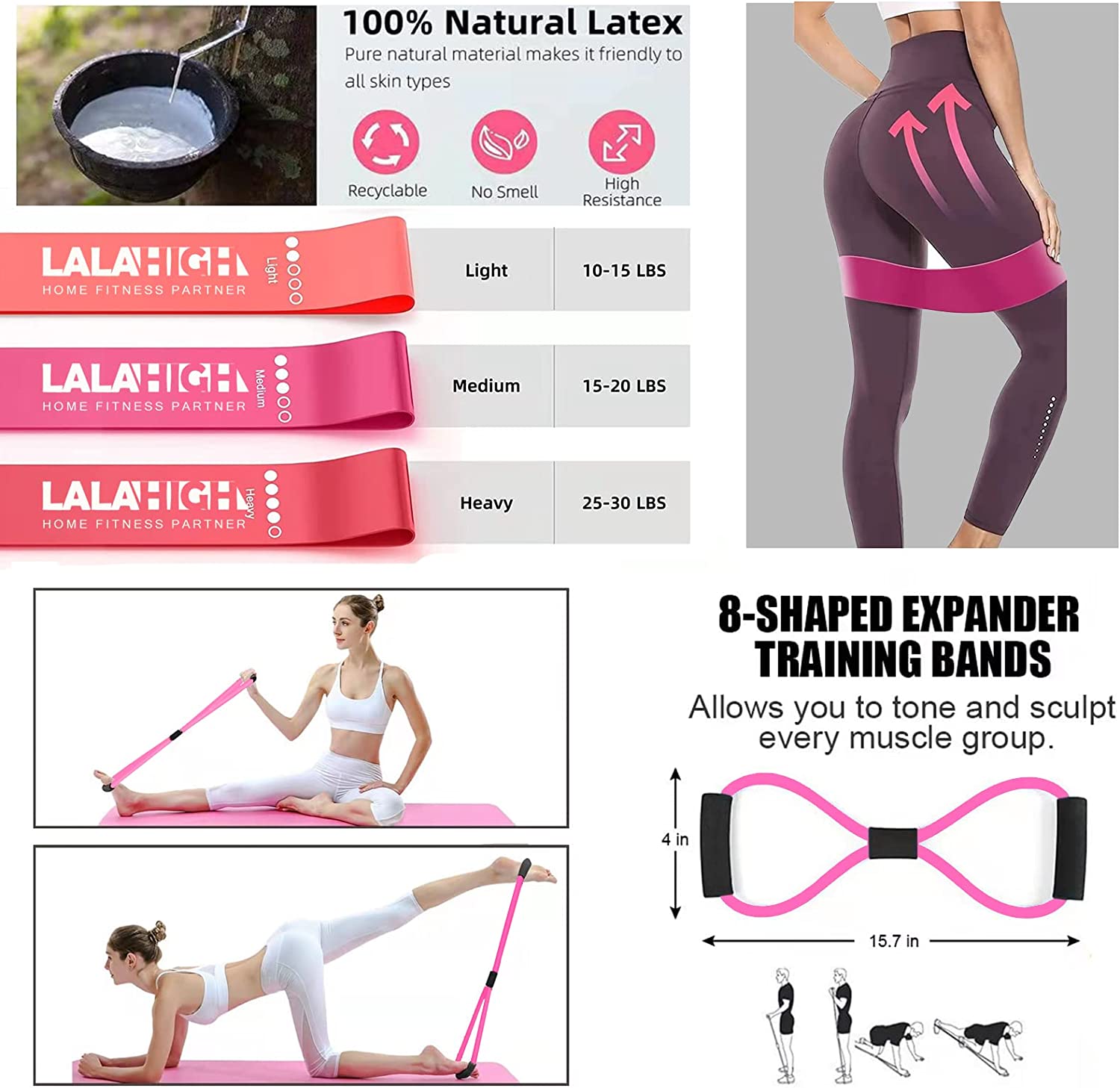 LAKXSF Home Gym Exercise Equipment - Portable Workout System 17 Fitness  Accessories 9 in1 Push Up Board Set, Resistance Bands with Pilates Bar