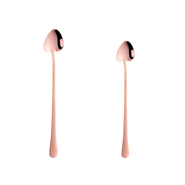 2 cucharas de postre de acero inoxidable con forma de corazón, cucharas de café, vajilla para helado, cóctel y sopa (oro rosa grande y oro rosa mediano).